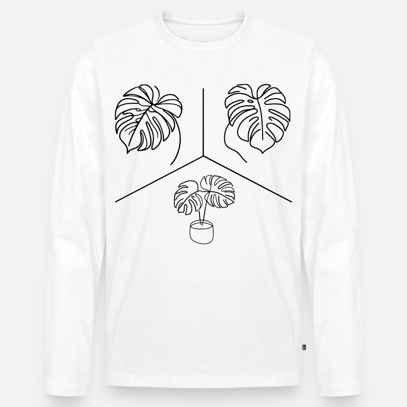 Monstera Design - Männer Premium Bio Langarmshirt - Weiß