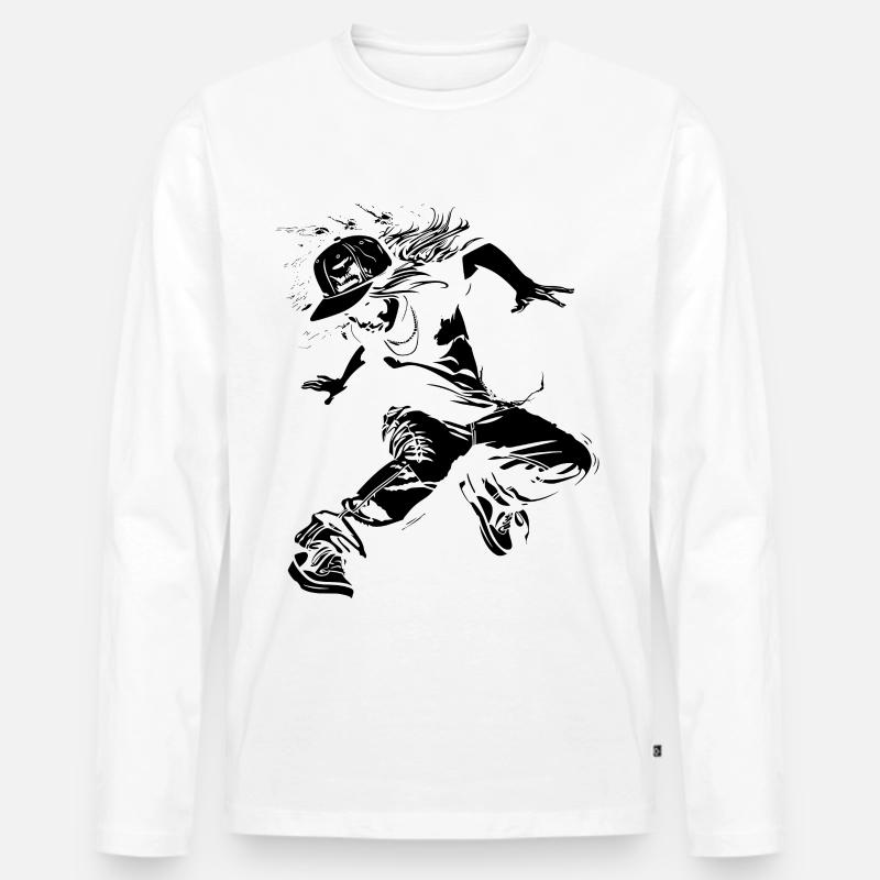 Breakdance Mädchen Zeichnung - Männer Premium Bio Langarmshirt - Weiß