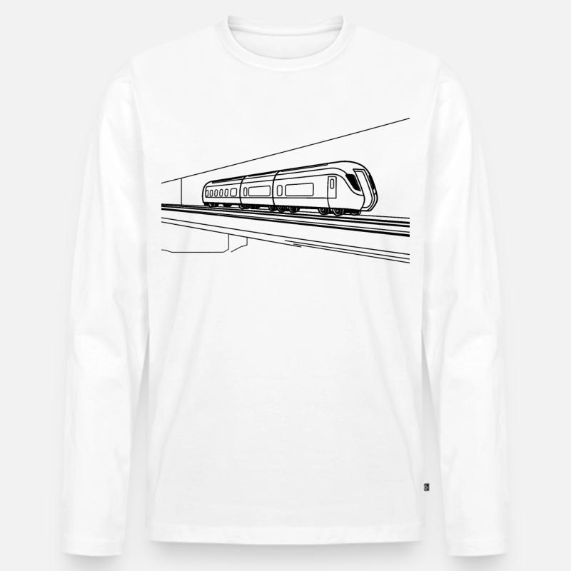 Eisenbahn Skizze - Männer Premium Bio Langarmshirt - Weiß