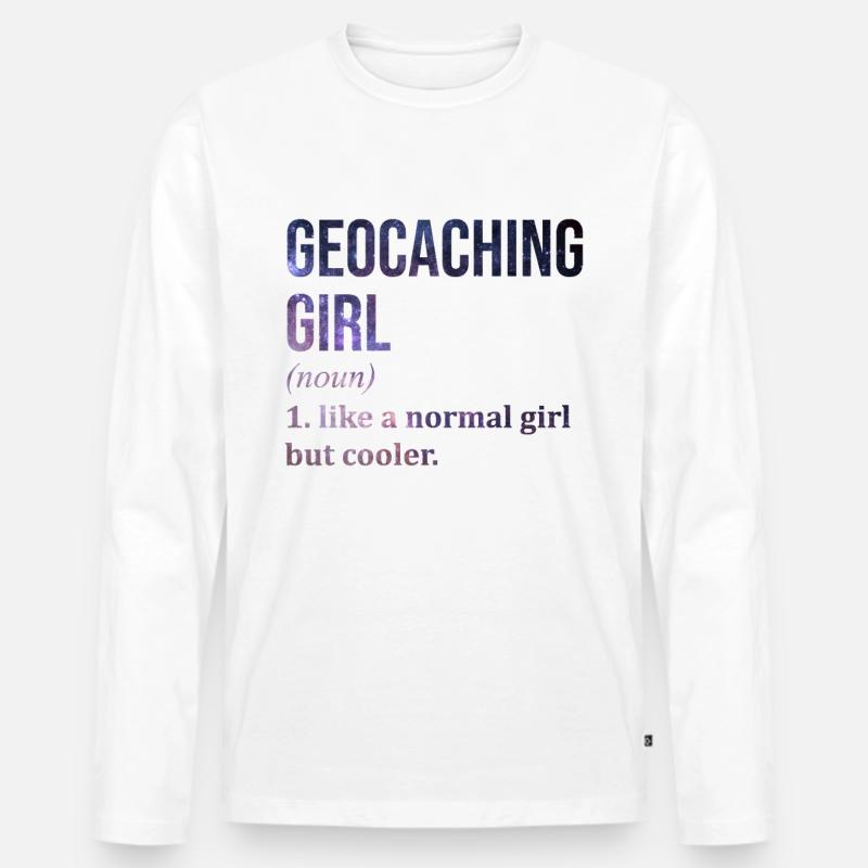 Geocaching - Männer Premium Bio Langarmshirt - Weiß