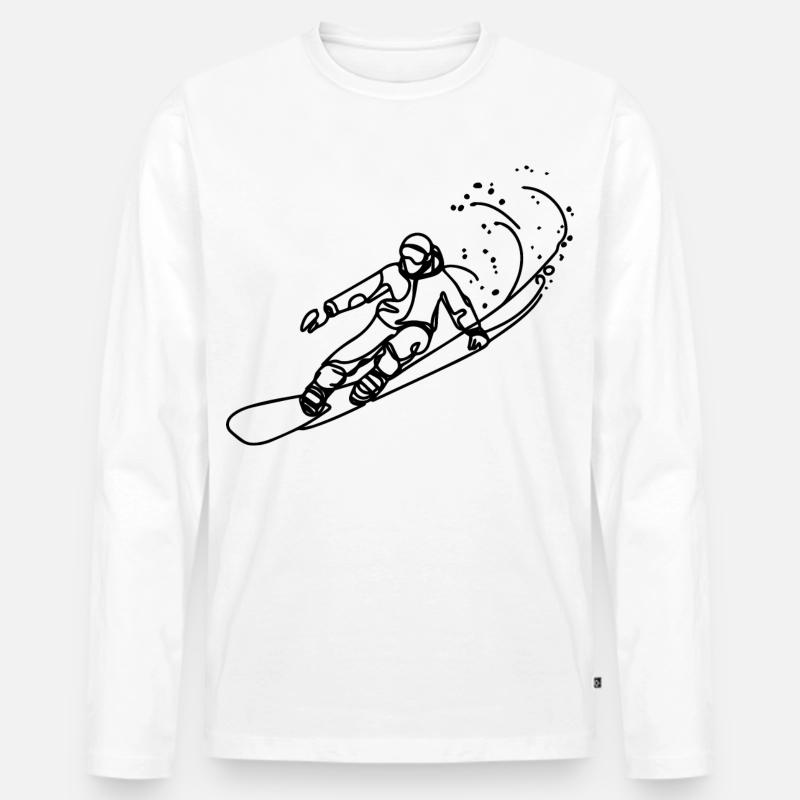 Snowboarder Zeichnung - Männer Premium Bio Langarmshirt - Weiß