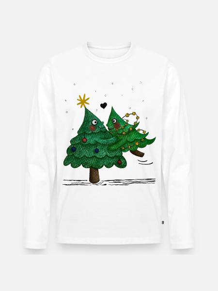 Cute Christmas Trees - Men's Premium Organic Long Sleeve Shirt - white