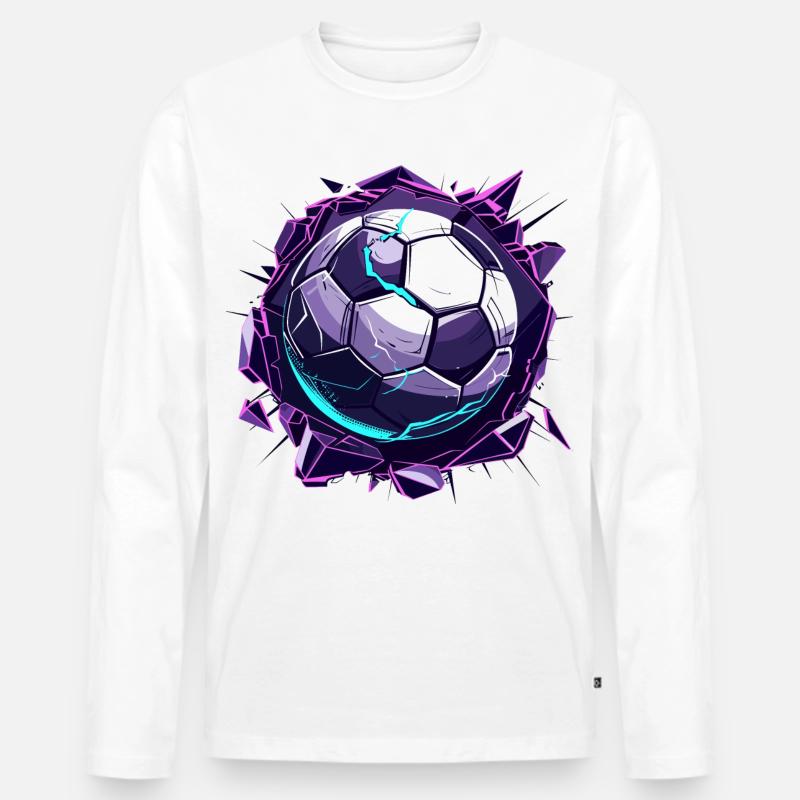 Fußball Comic Look - Männer Premium Bio Langarmshirt - Weiß