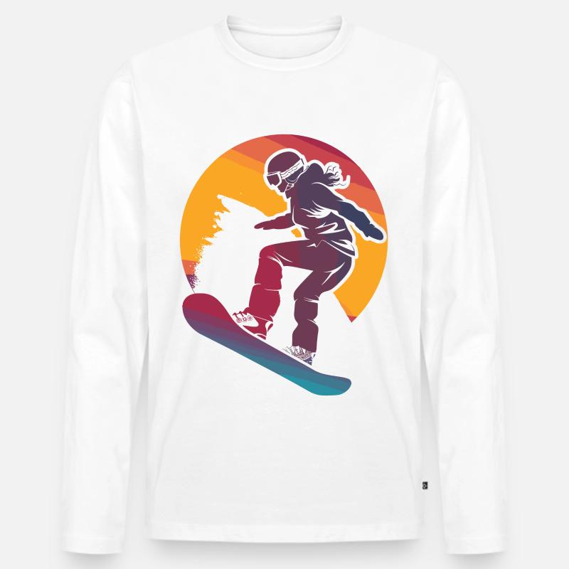 Snowboarding Mädchen - Männer Premium Bio Langarmshirt - Weiß