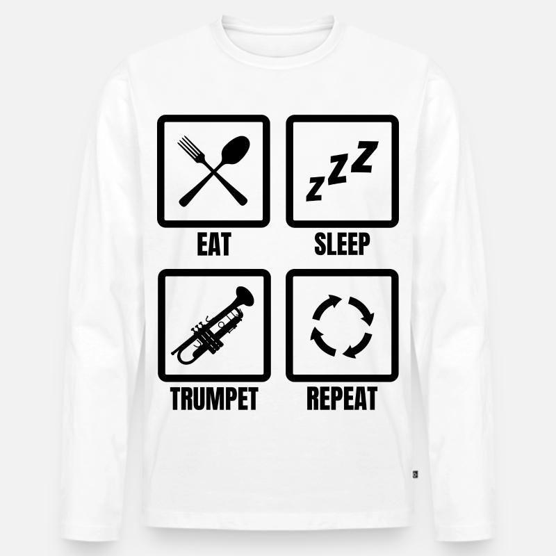 Trompeter Routine - Männer Premium Bio Langarmshirt - Weiß