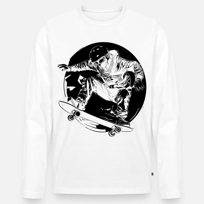 Skateboarder Comic-Stil - Männer Premium Bio Langarmshirt - Weiß