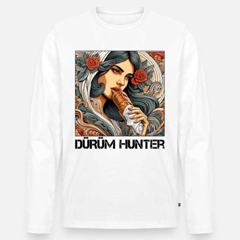 Dürüm Jäger Kebab Geschenk - Männer Premium Bio Langarmshirt - Weiß
