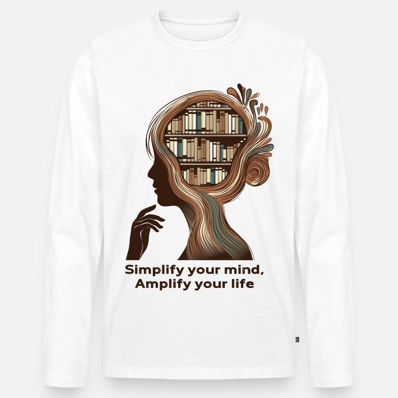 Simplify your mind Achtsamkeit Design - Männer Premium Bio Langarmshirt - Weiß