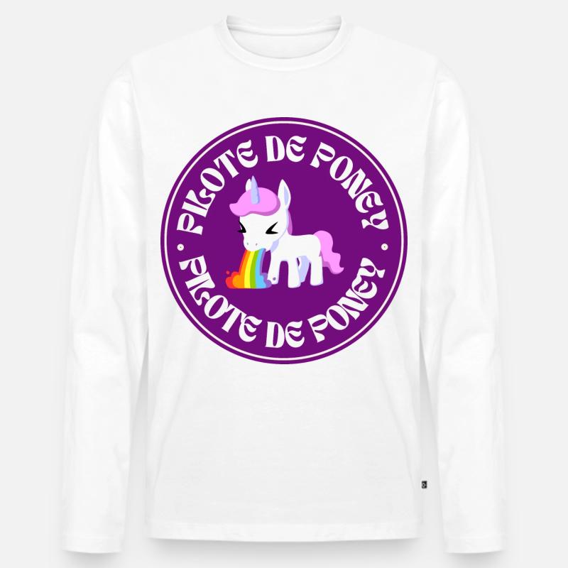 Pony-Pilot - Männer Premium Bio Langarmshirt - Weiß
