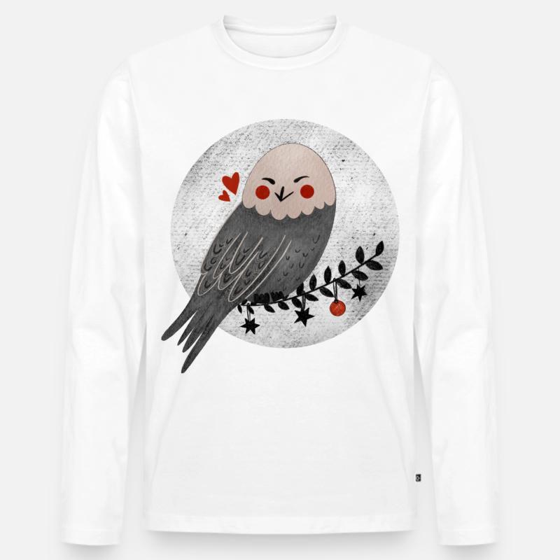 Weihnachtliche Eule - Männer Premium Bio Langarmshirt - Weiß