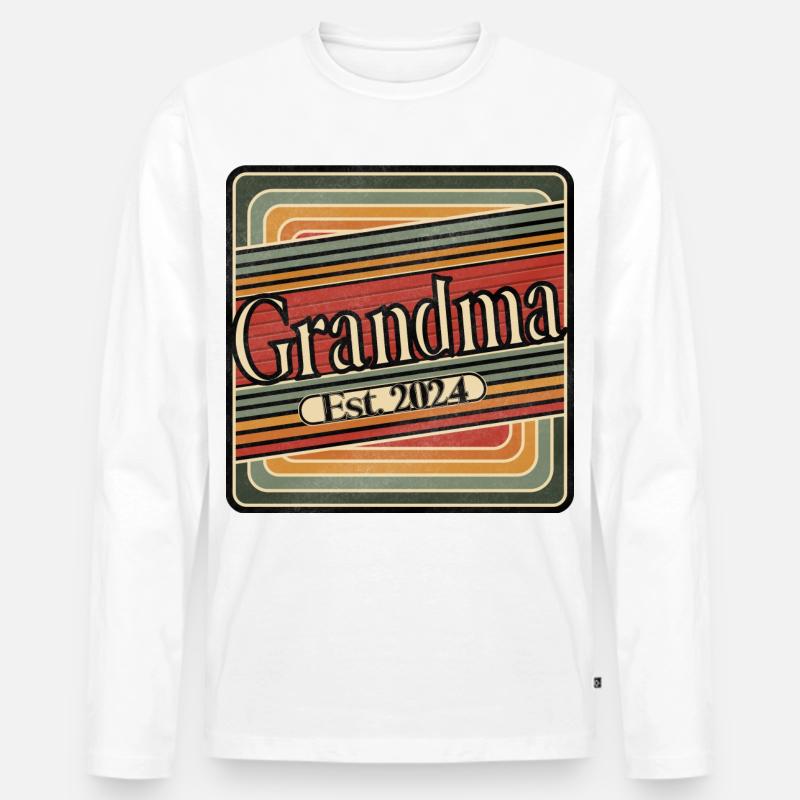Grandma EST 2024 Retro - Männer Premium Bio Langarmshirt - Weiß