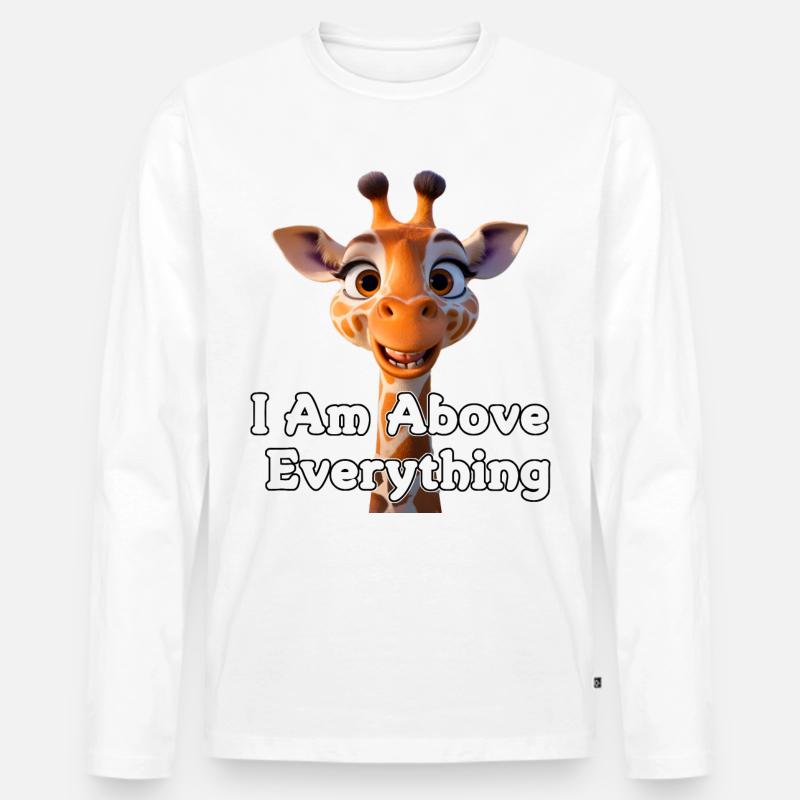 Giraffe mit Motivationsbotschaft - Männer Premium Bio Langarmshirt - Weiß