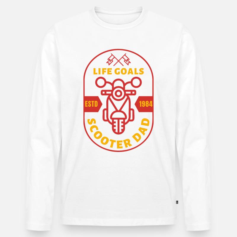 Scooter Dad – Life Goals Retro Roller - Männer Premium Bio Langarmshirt - Weiß