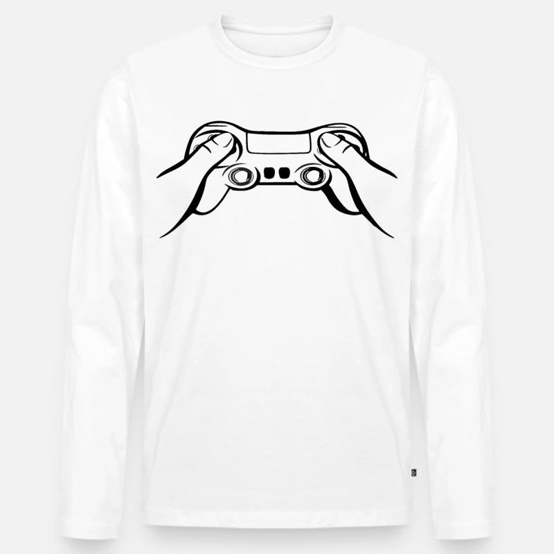 Gamecontroller schwarz - Männer Premium Bio Langarmshirt - Weiß