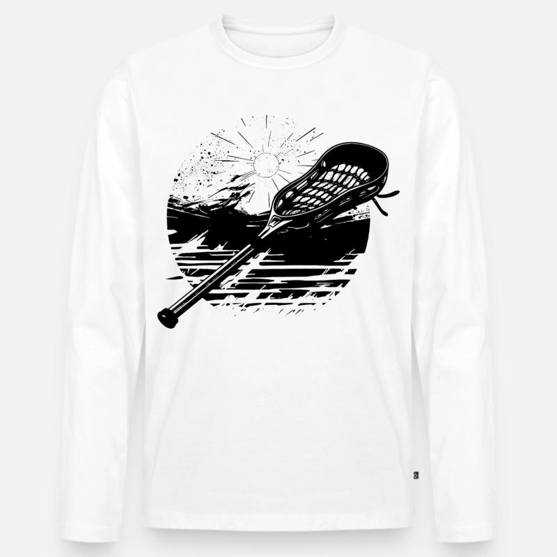 Lacrosseschläger - Männer Premium Bio Langarmshirt - Weiß