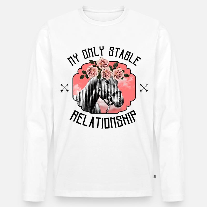 My Only Stable Relationship – Ästhetisches Pferd - Männer Premium Bio Langarmshirt - Weiß