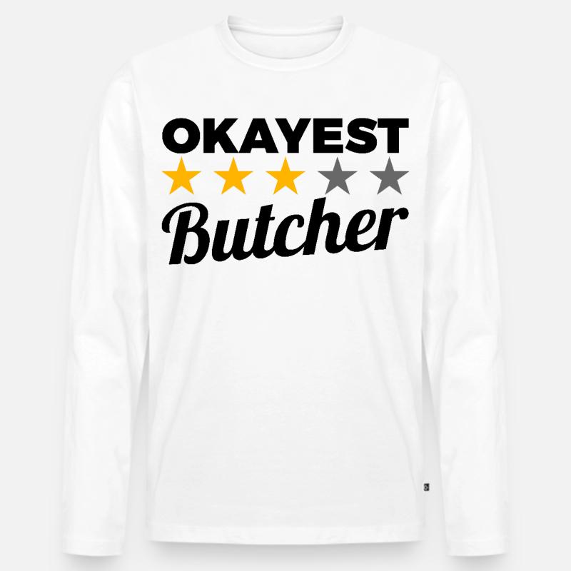 Durchschnittlicher Fleischer - Männer Premium Bio Langarmshirt - Weiß