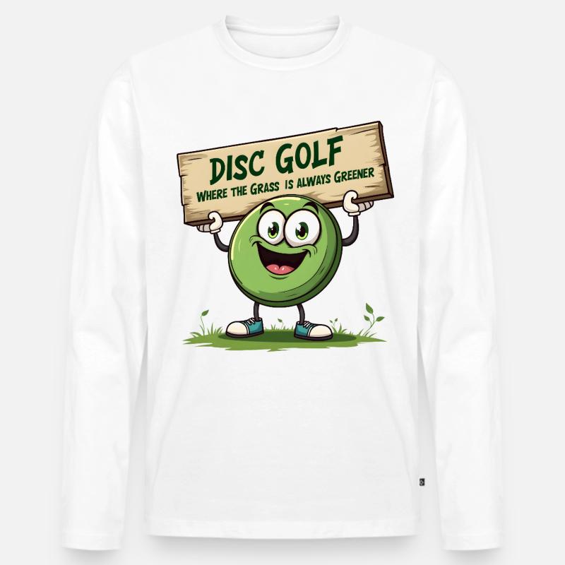 Disc Golf - Where The Grass is Always Greener - Männer Premium Bio Langarmshirt - Weiß