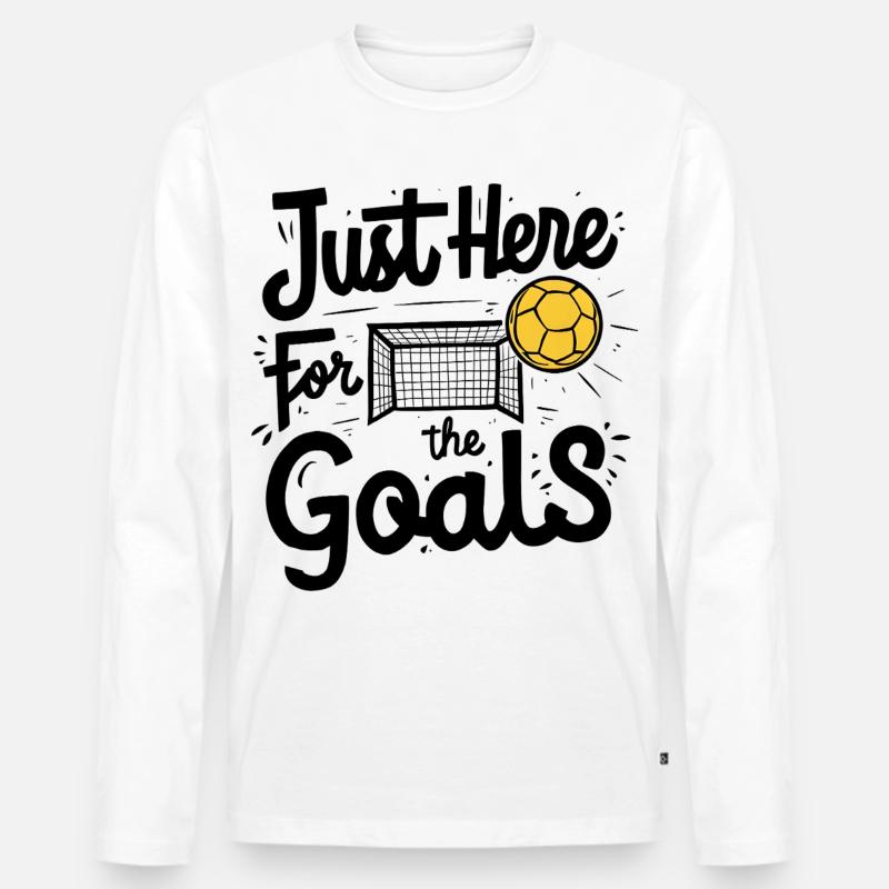 Just Here for the Goals - Männer Premium Bio Langarmshirt - Weiß