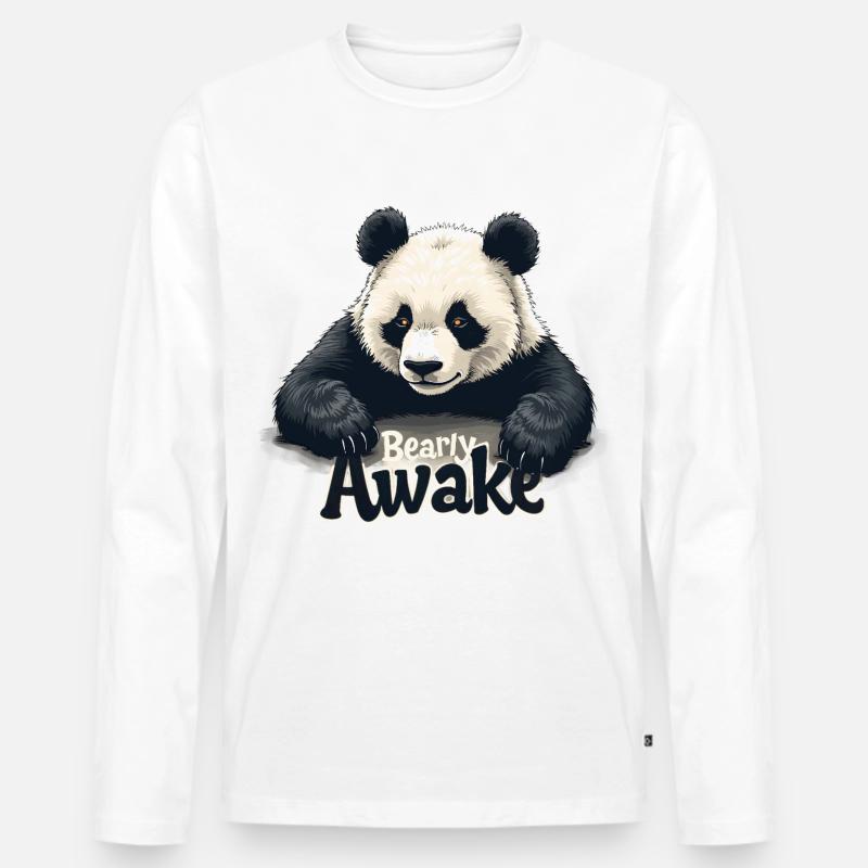 Bearly Awake - Männer Premium Bio Langarmshirt - Weiß