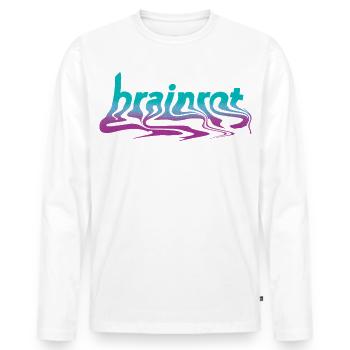 Brainrot – Trippy Vaporwave Aesthetic - Männer Premium Bio Langarmshirt - Weiß - Vorne - Nico (187cm)