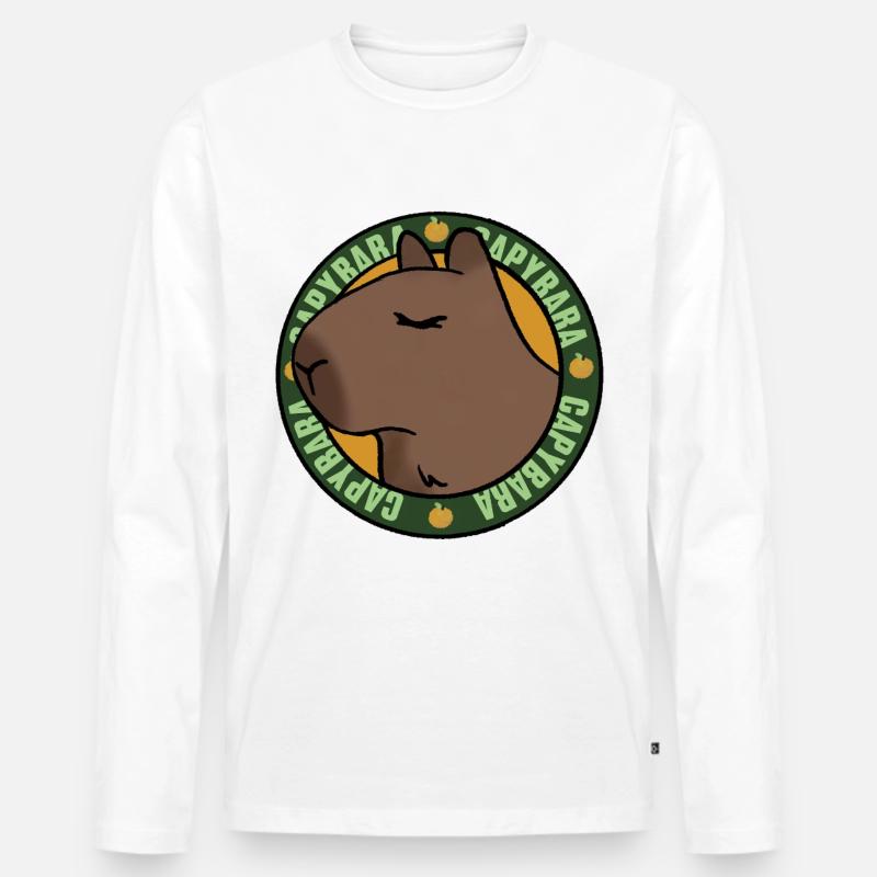 Entspannte Capybara – Chilled Vibes - Männer Premium Bio Langarmshirt - Weiß