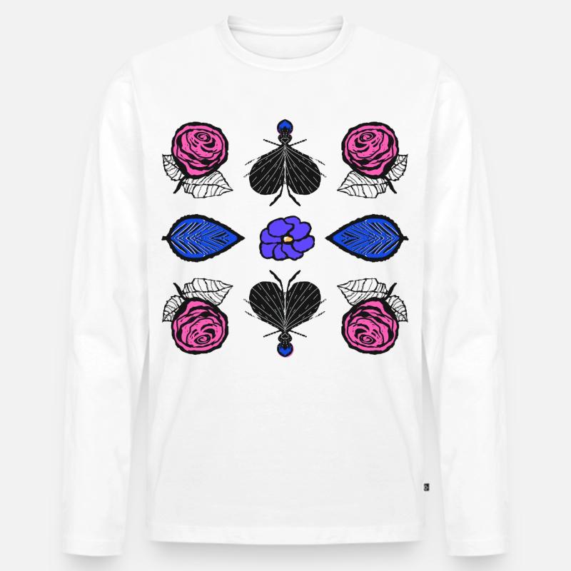 Rosen Pop-Art - Männer Premium Bio Langarmshirt - Weiß