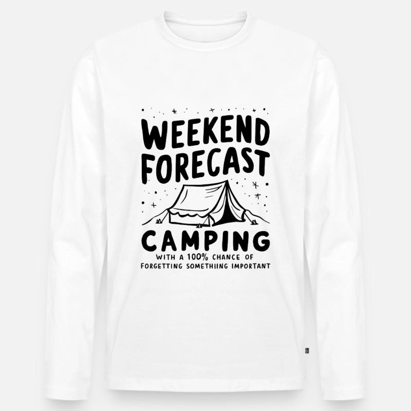 Weekend Camping Forecast - Männer Premium Bio Langarmshirt - Weiß