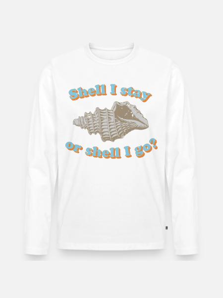 Muschel oder gehen? - Männer Premium Bio Langarmshirt - Weiß