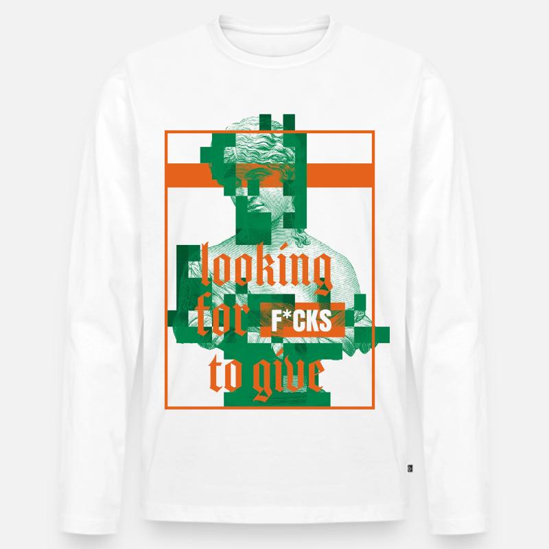 Statue mit Attitüde Statement Design - Männer Premium Bio Langarmshirt - Weiß