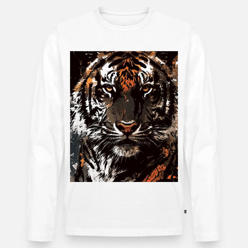 Tiger Prisma Feuerbild - Männer Premium Bio Langarmshirt - Weiß