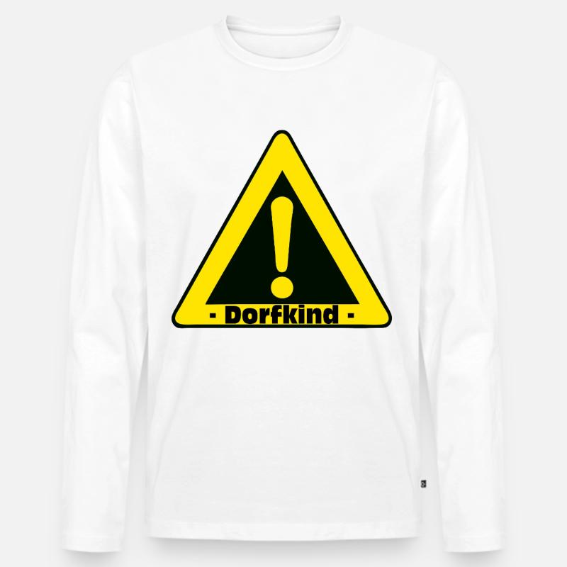 Dorfkind Warnzeichen Motiv - Männer Premium Bio Langarmshirt - Weiß