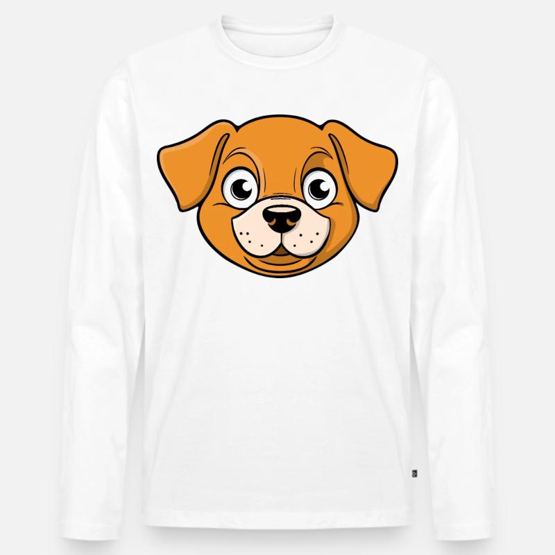 Fröhliches Bild eines Hundekopfes - Männer Premium Bio Langarmshirt - Weiß