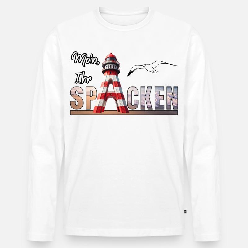 Moin Ihr Spacken Black - Männer Premium Bio Langarmshirt - Weiß
