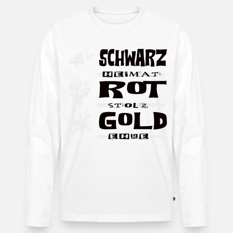 Schwarz Rot Gold - Männer Premium Bio Langarmshirt - Weiß