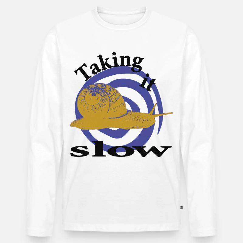 Entspannte Schnecke – Taking It Slow - Männer Premium Bio Langarmshirt - Weiß