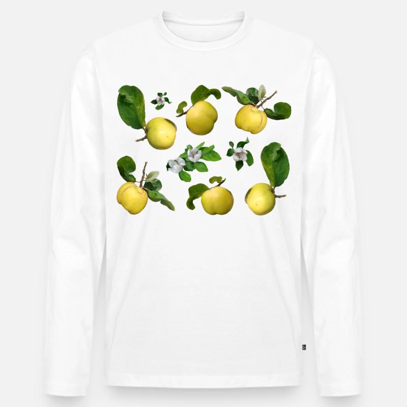 Quitten mit Quittenblüten - Männer Premium Bio Langarmshirt - Weiß