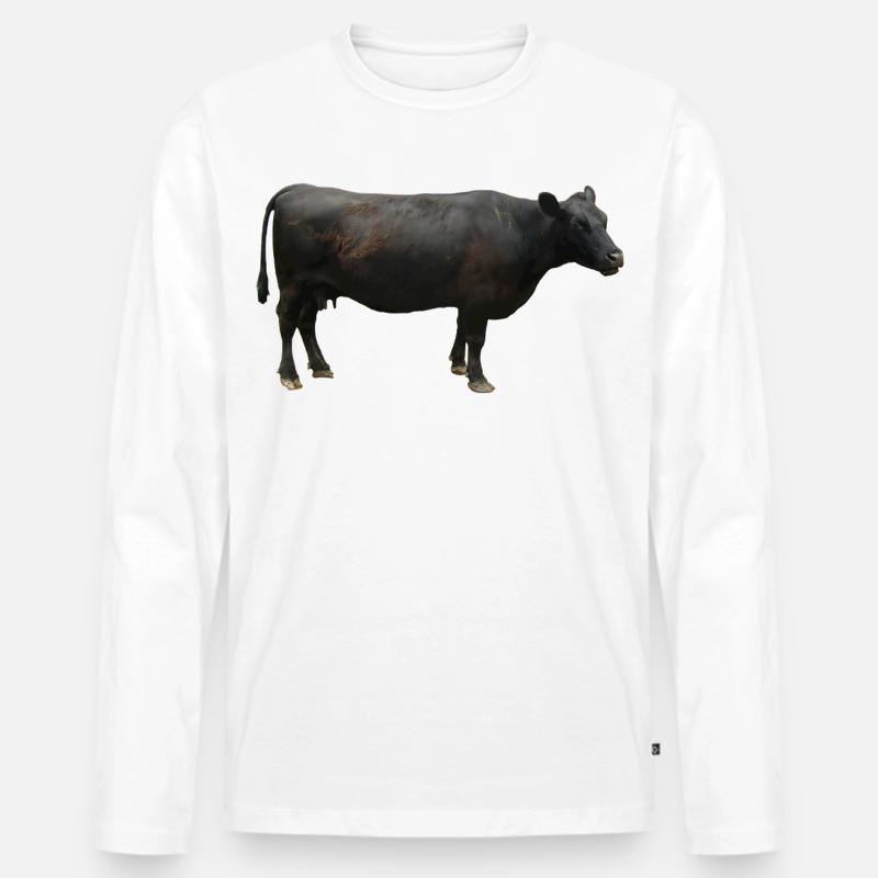 Rind schwarz - Männer Premium Bio Langarmshirt - Weiß