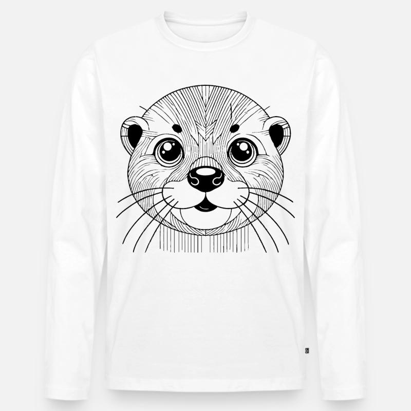 Otter - Männer Premium Bio Langarmshirt - Weiß