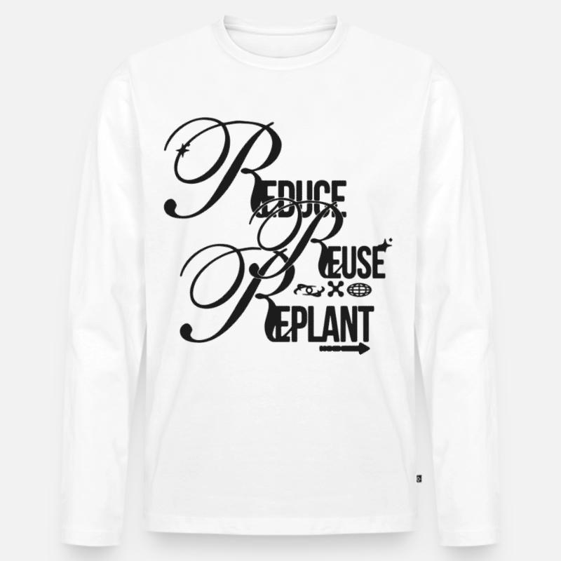 Sustainability Script – Reduce Reuse Replant - Männer Premium Bio Langarmshirt - Weiß