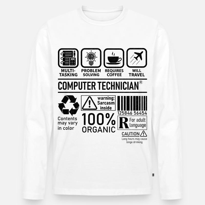 Computer Technician multi tasking problem solving - Männer Premium Bio Langarmshirt - Weiß