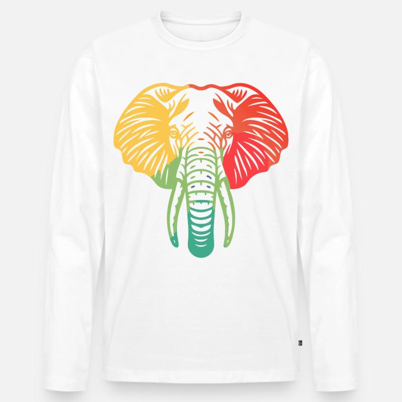 Elefantenkopf bunt - Männer Premium Bio Langarmshirt - Weiß