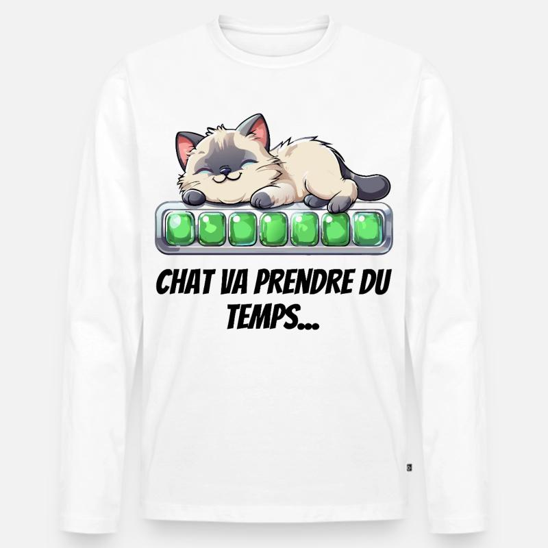 Katze wird Zeit brauchen - süßes Kätzchen - Männer Premium Bio Langarmshirt - Weiß