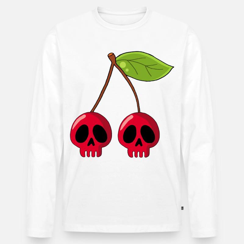 Kirsch-Schädel - Männer Premium Bio Langarmshirt - Weiß