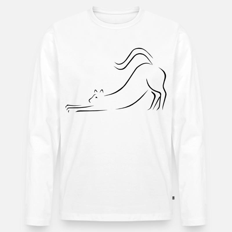 Katze - Männer Premium Bio Langarmshirt - Weiß