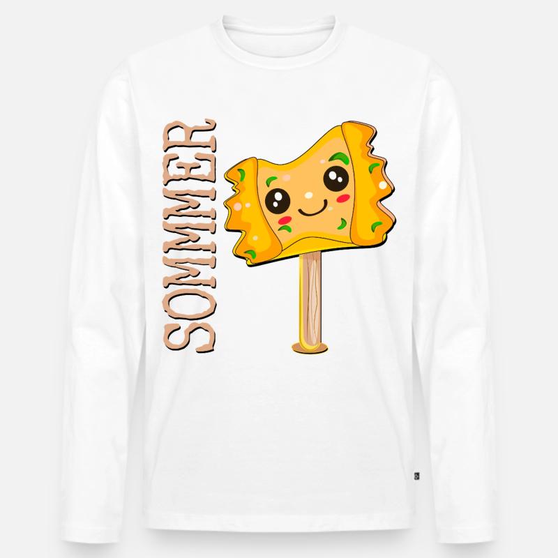 SOMMER EISCREME MAULTASCHEN - Männer Premium Bio Langarmshirt - Weiß