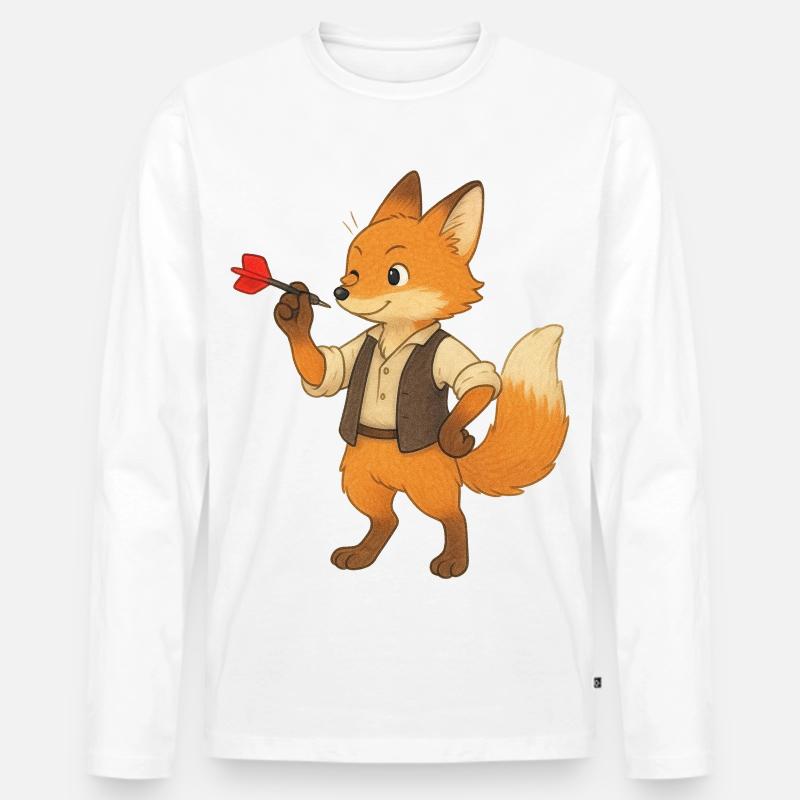 Fuchs beim Darten - Männer Premium Bio Langarmshirt - Weiß