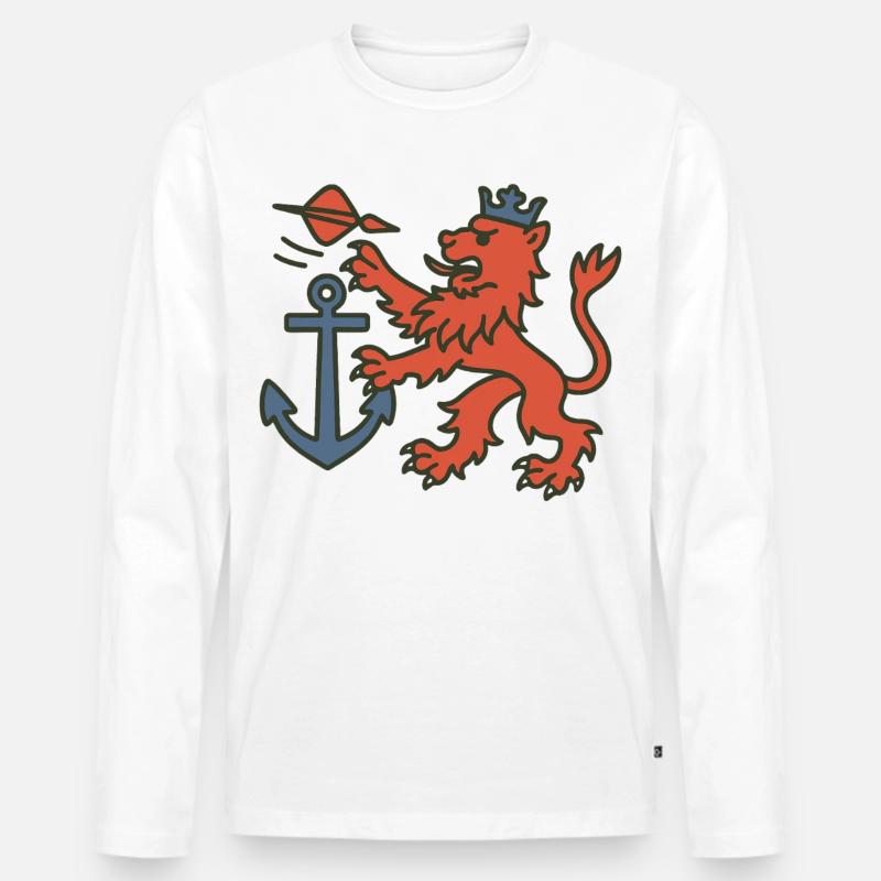 Düsseldorfer Löwe mit Dartpfeil - Männer Premium Bio Langarmshirt - Weiß