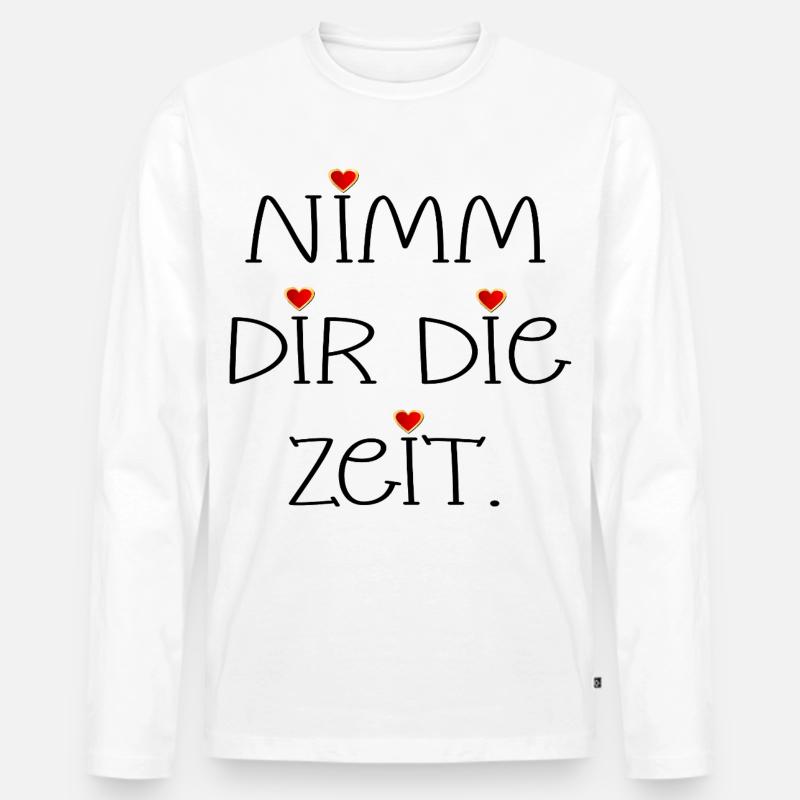 NIMM DIR DIE ZEIT - HERZ - Männer Premium Bio Langarmshirt - Weiß