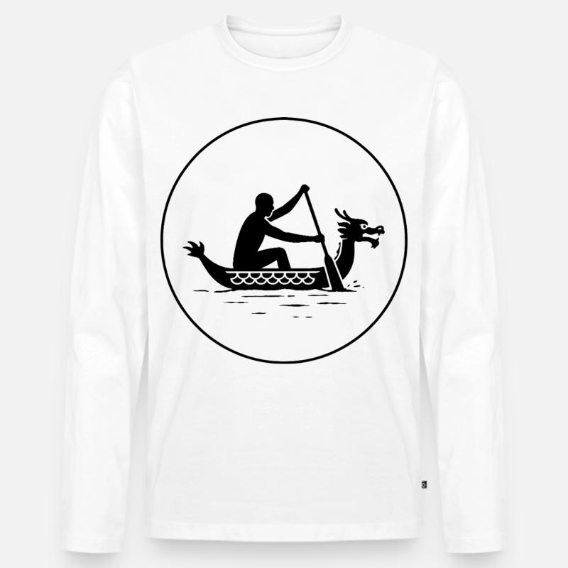 Drachenboot - Männer Premium Bio Langarmshirt - Weiß